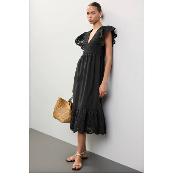 Rails Dresses & Skirts - Rails Black Eyelet Midi Dress